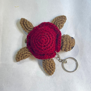Handmade Crochet Turtle Keychain – Cute Amigurumi Sea Turtle Keyring & Red Shell Bag Charm
